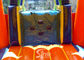 4in1 Rainbow Commercial Kids Inflatable Bounce castle with Slide N basket hoop inside