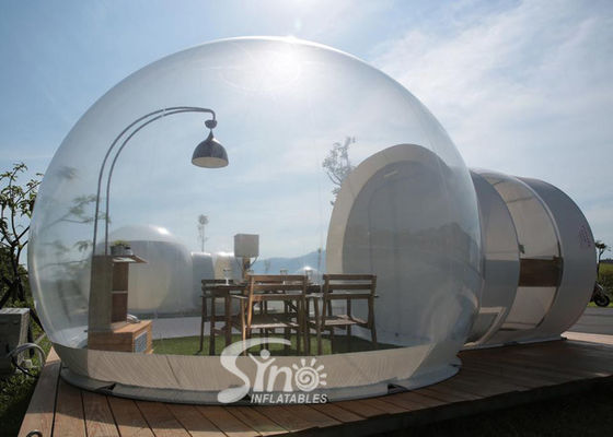 Tienda de campaña inflable de la burbuja del centro turístico superior los 5m claro al aire libre con el túnel de la cápsula del marco de acero para Glamping